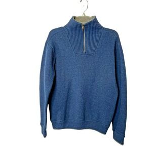 Vintage Irelandseye Blue‎ Lambswool 1/4 Zip Front Sweater Medium